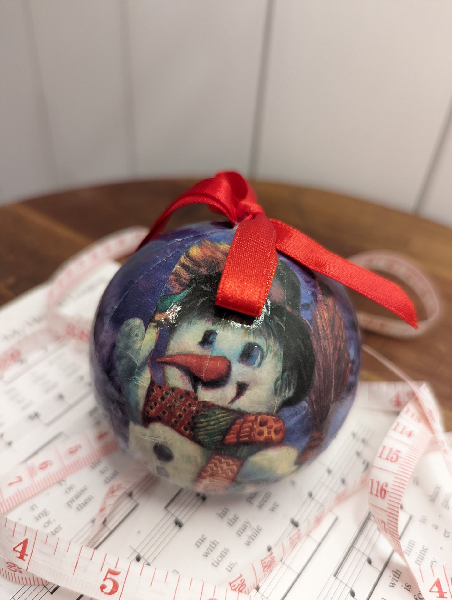 Vintage Paper Snowman Ornament
