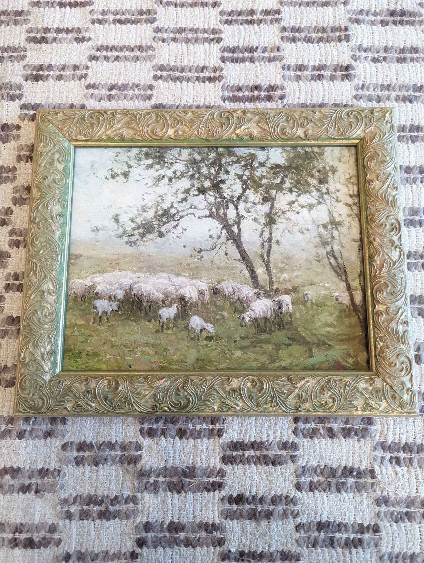 Sheep Print in Gold Frame 11x14