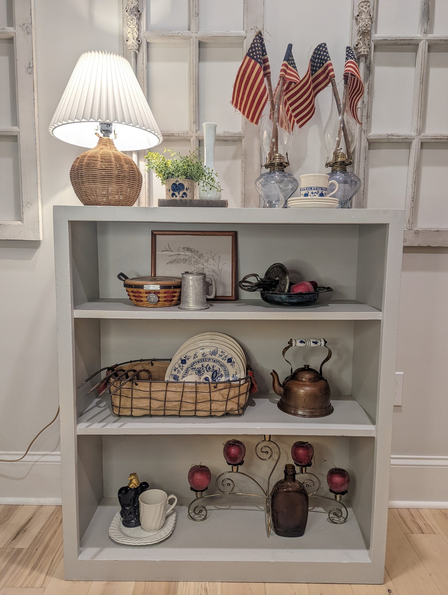 Blue Tinted Hurricane Lamp