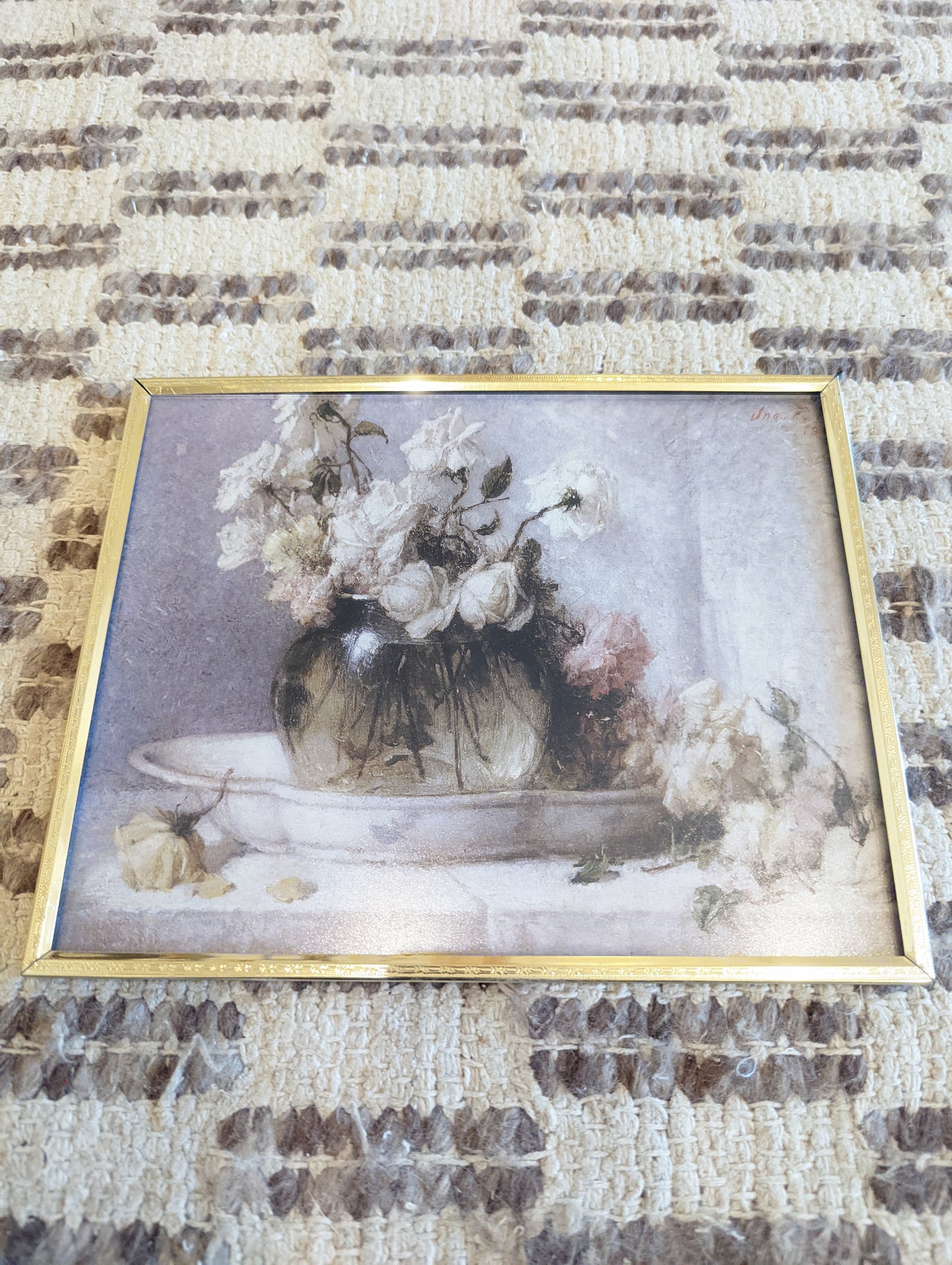 Flowers in Basin in Gold Frame (8x10)