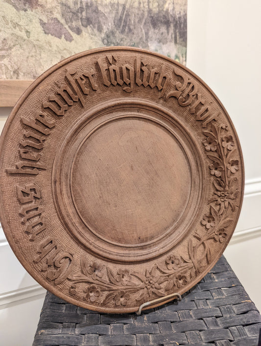 Wood Carved Bread Plate