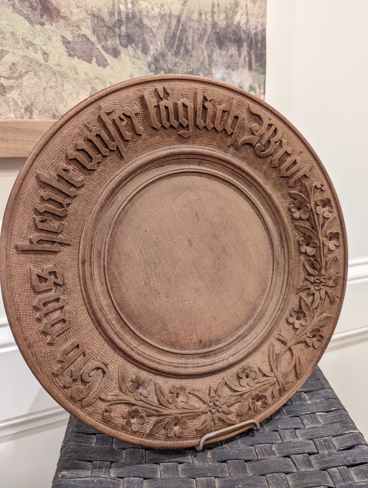 Wood Carved Bread Plate