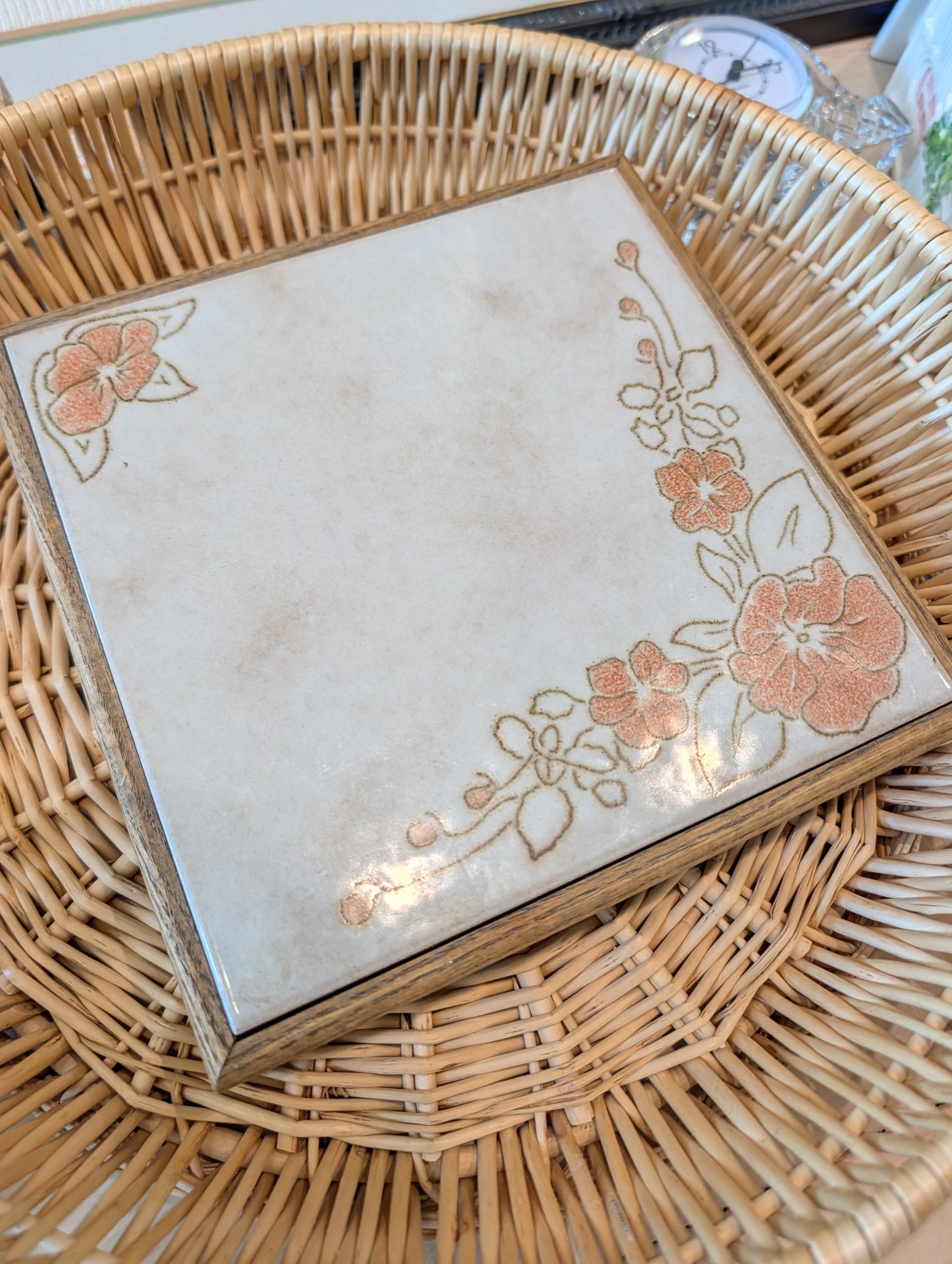 Vintage Floral Ceramic Trivet