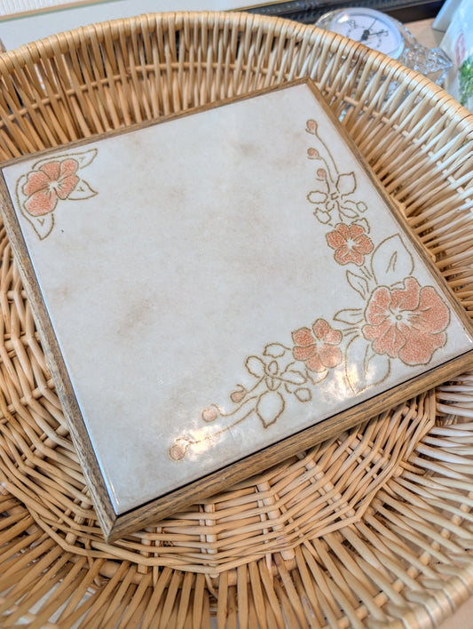 Vintage Floral Ceramic Trivet