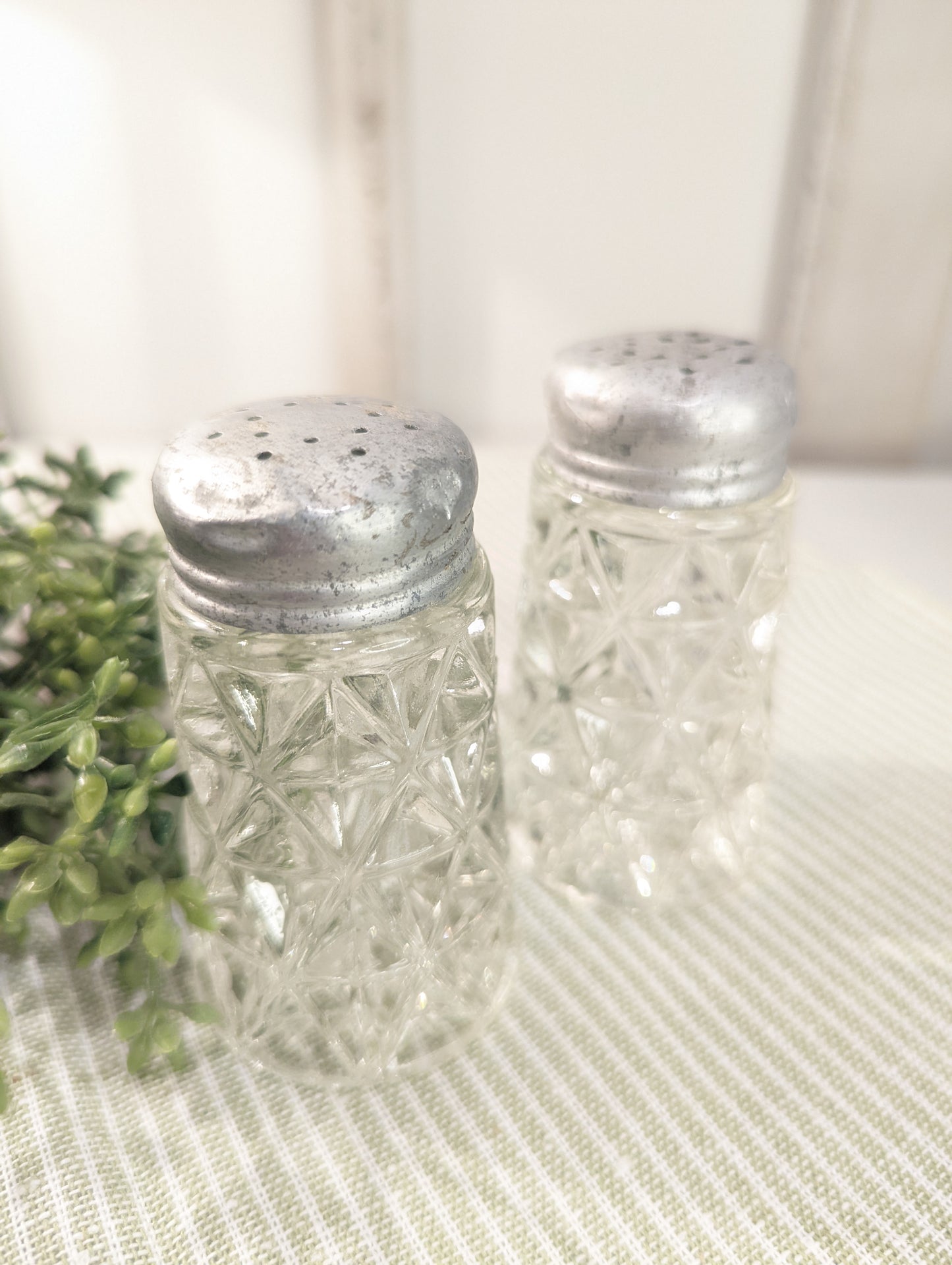 Vintage Glass Salt and Pepper Shakers