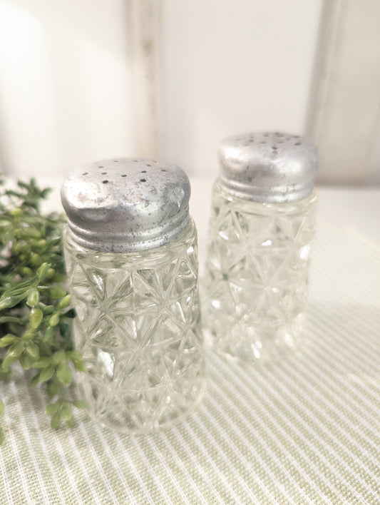 Vintage Glass Salt and Pepper Shakers