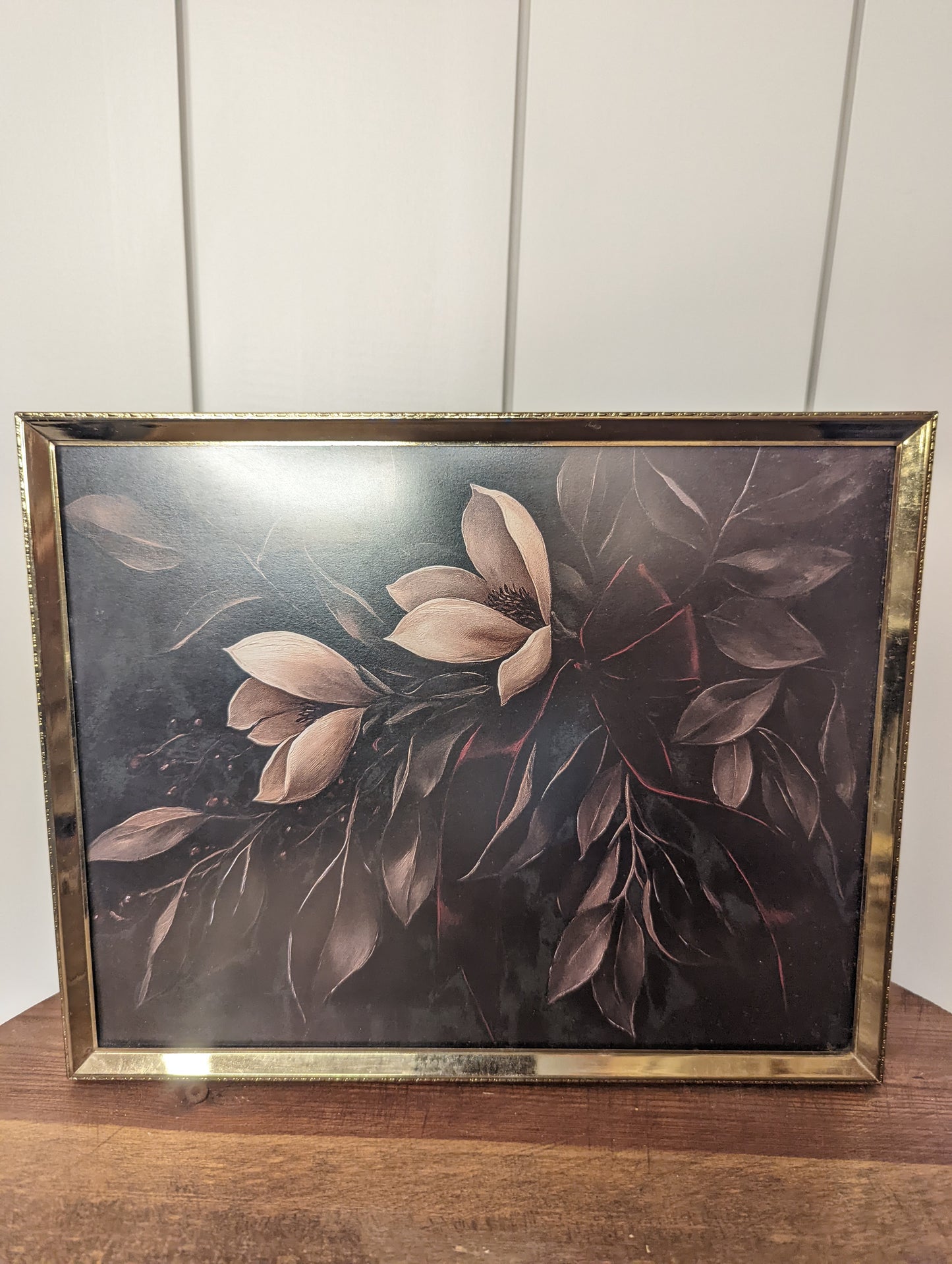Christmas Magnolia in Gold Frame 8x10