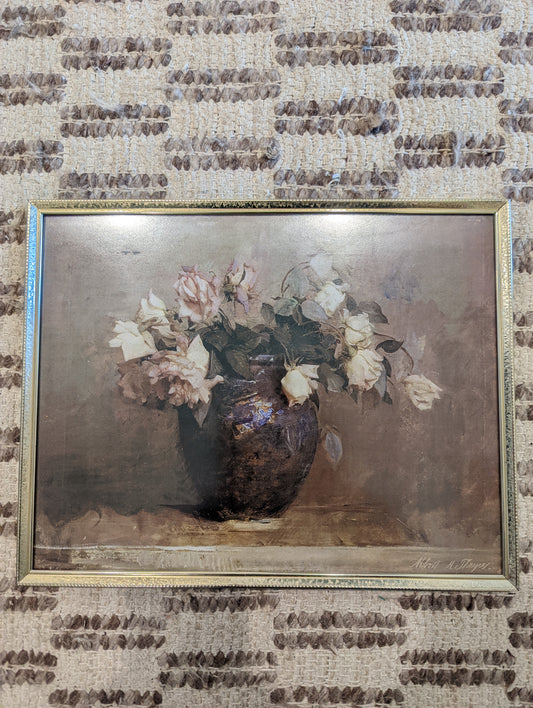 Floral Print in Vintage Gold Frame (11x14)