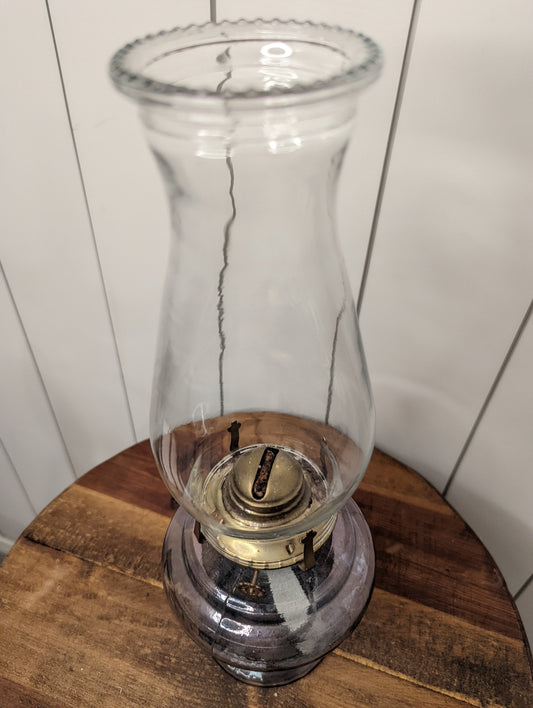 Blue Tinted Hurricane Lamp