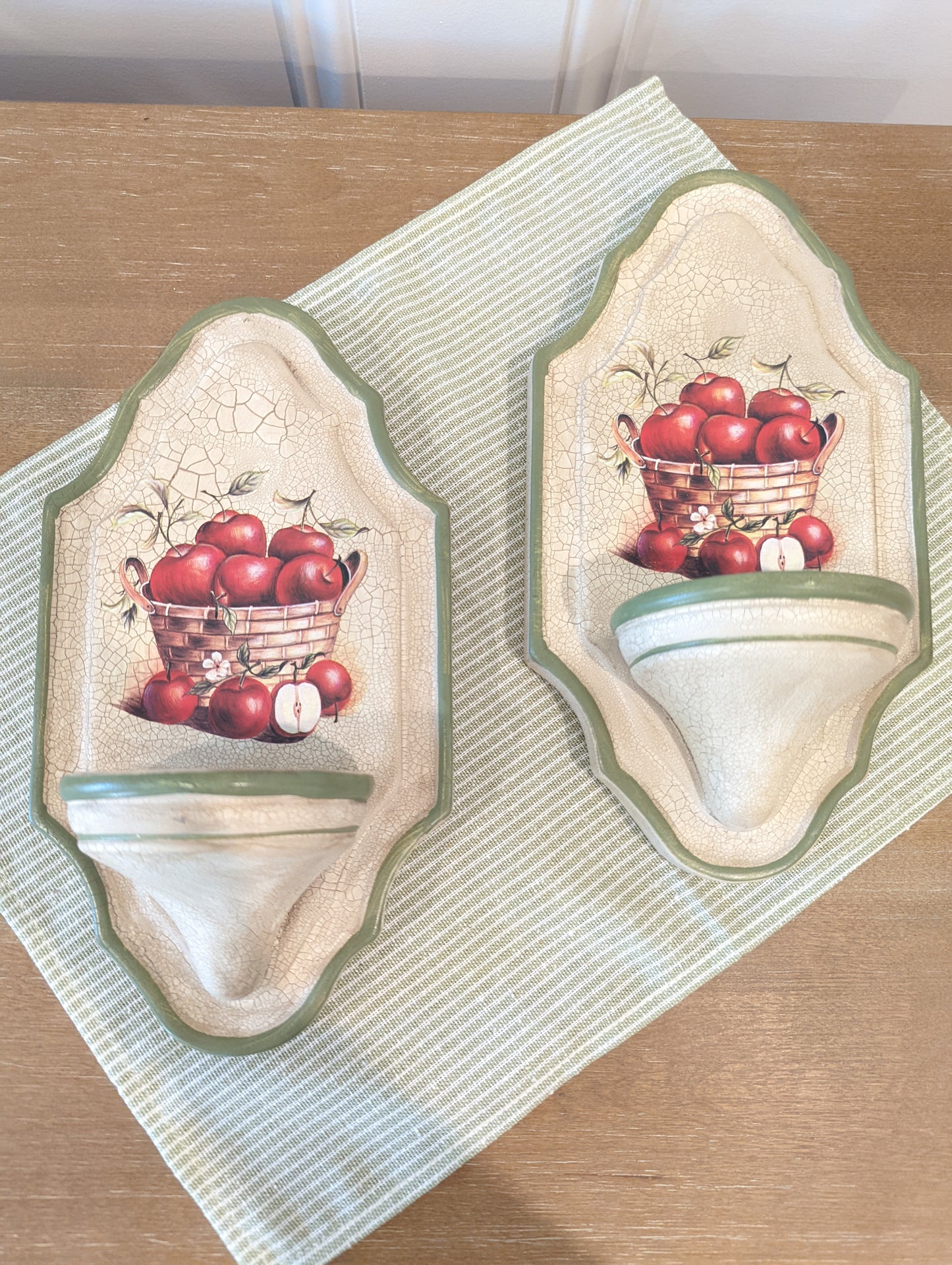 Apple Theme Wall Candle 🕯️ Holder (Set of 2)