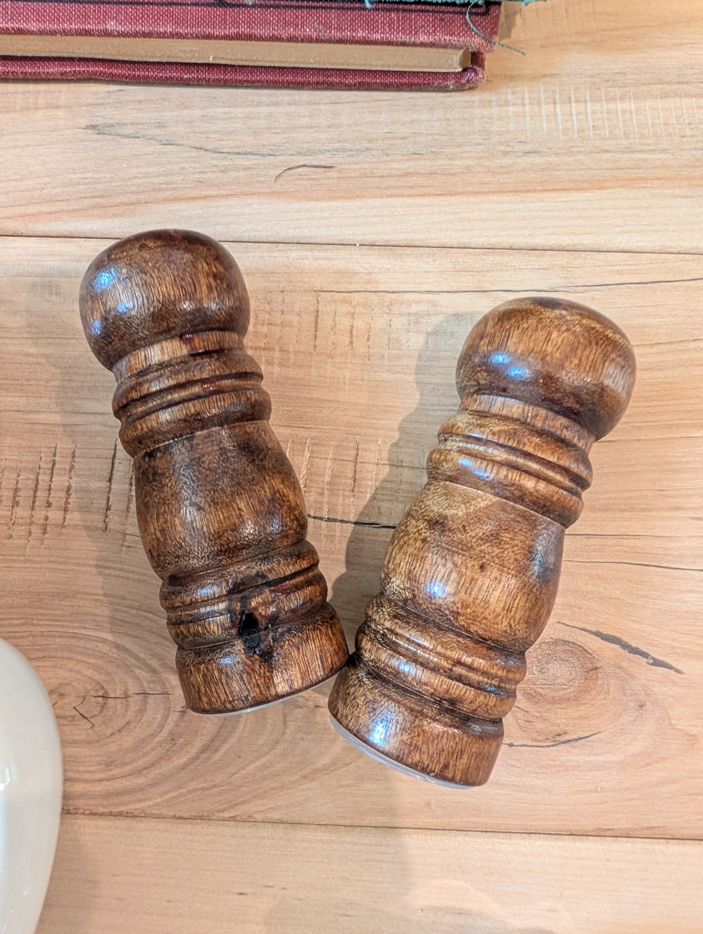 Wood salt and pepper shakers