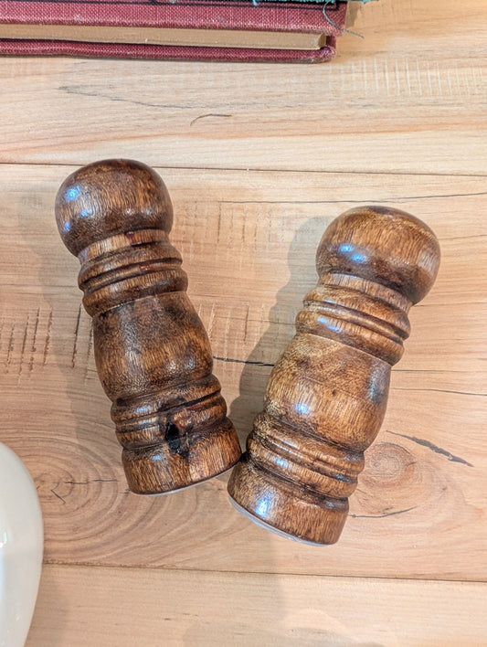 Wood salt and pepper shakers