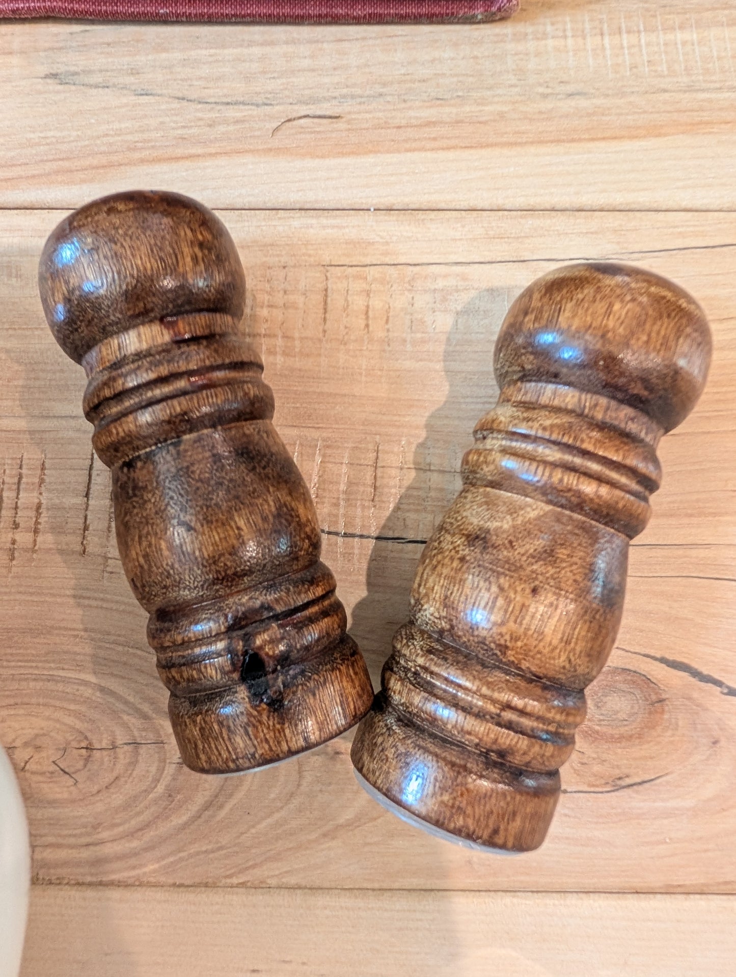 Wood salt and pepper shakers
