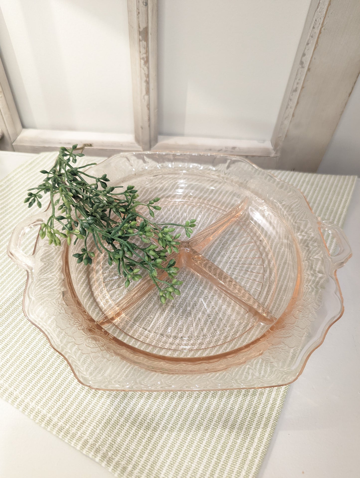 Vintage Mayfair Pink Depression Glass Relish Dish