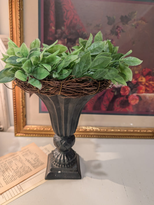 Black Urn with Floral Ring