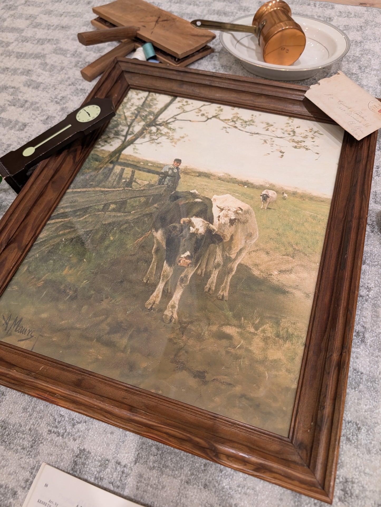 Farmer and Cow Art (16 x20)