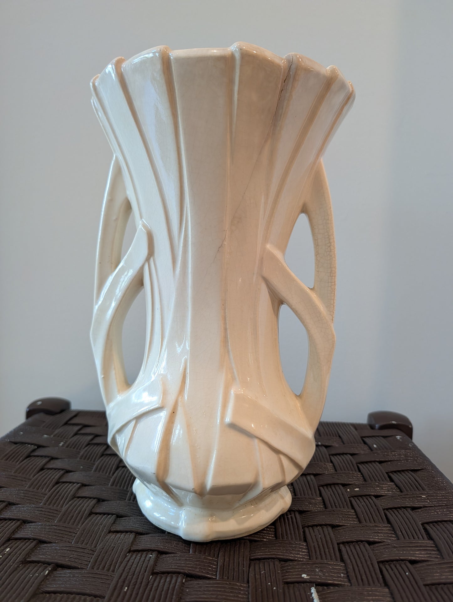 Vintage McCoy Pottery Double-Handled "Strap / Ribbon" Vase (c. 1940s)