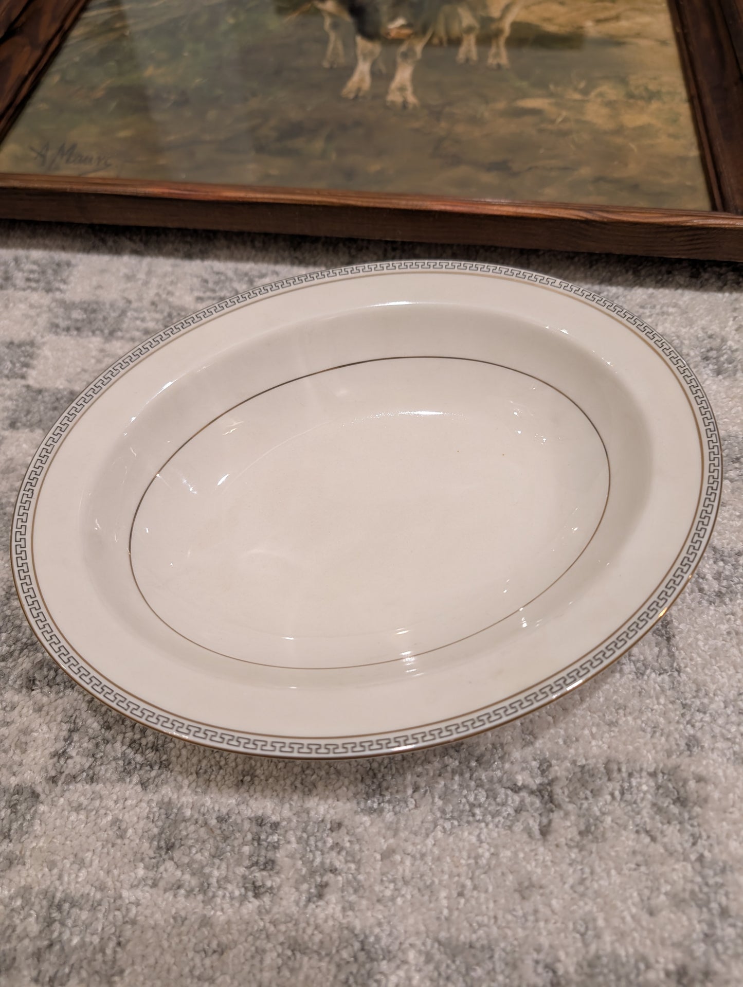 Theodore Haviland New York Greek Key gold-lined oval serving bowl