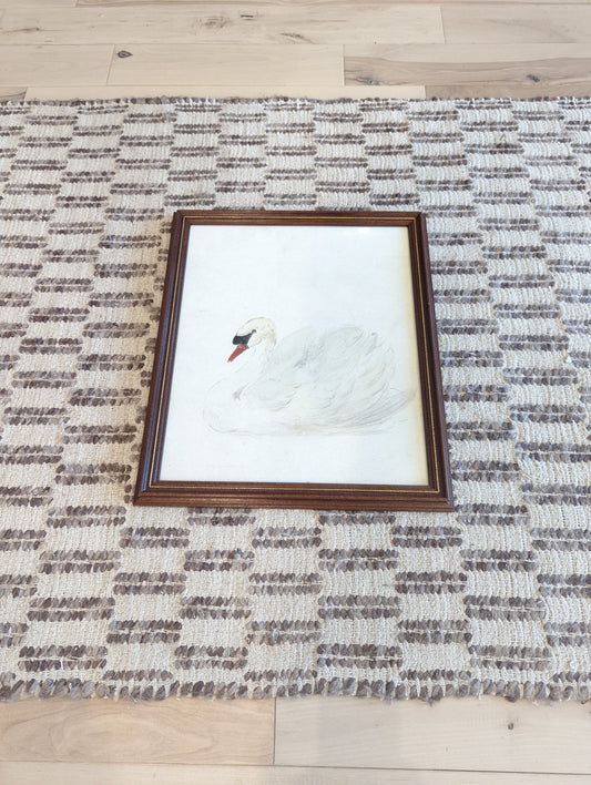 Swan Print in Wood Frame with Gold Trim 15x18