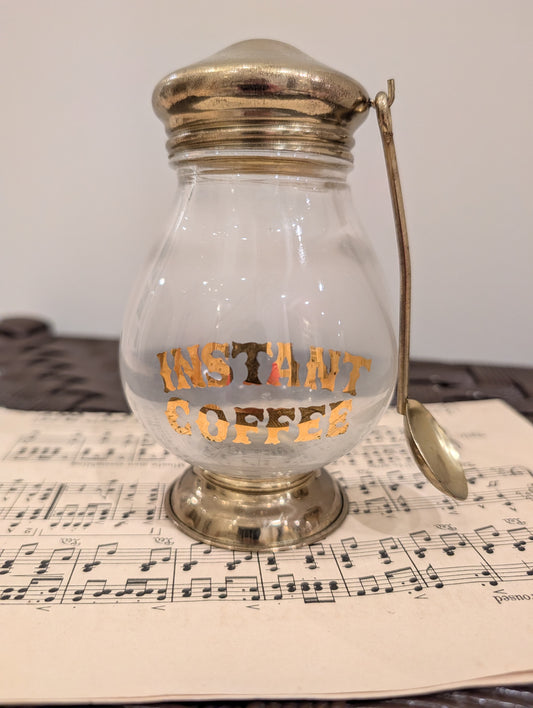 Vintage glass instant coffee apothecary jar