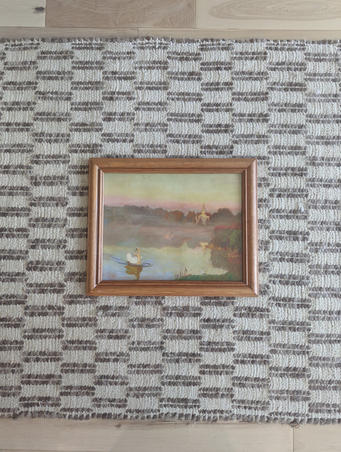 Swan 🦢 Lake Scene in Wood Frame (11x14)