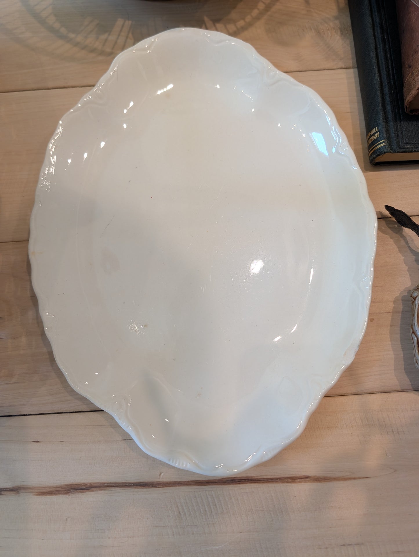 Ironstone Scalloped Serving Platter