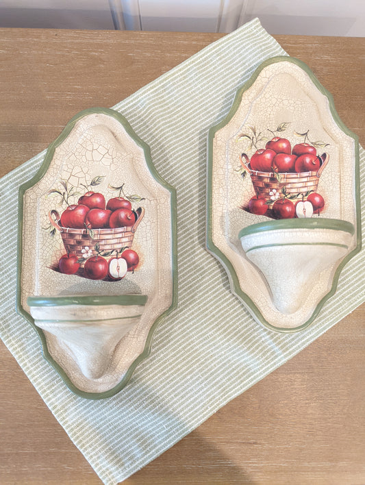 Apple Theme Wall Candle 🕯️ Holder (Set of 2)