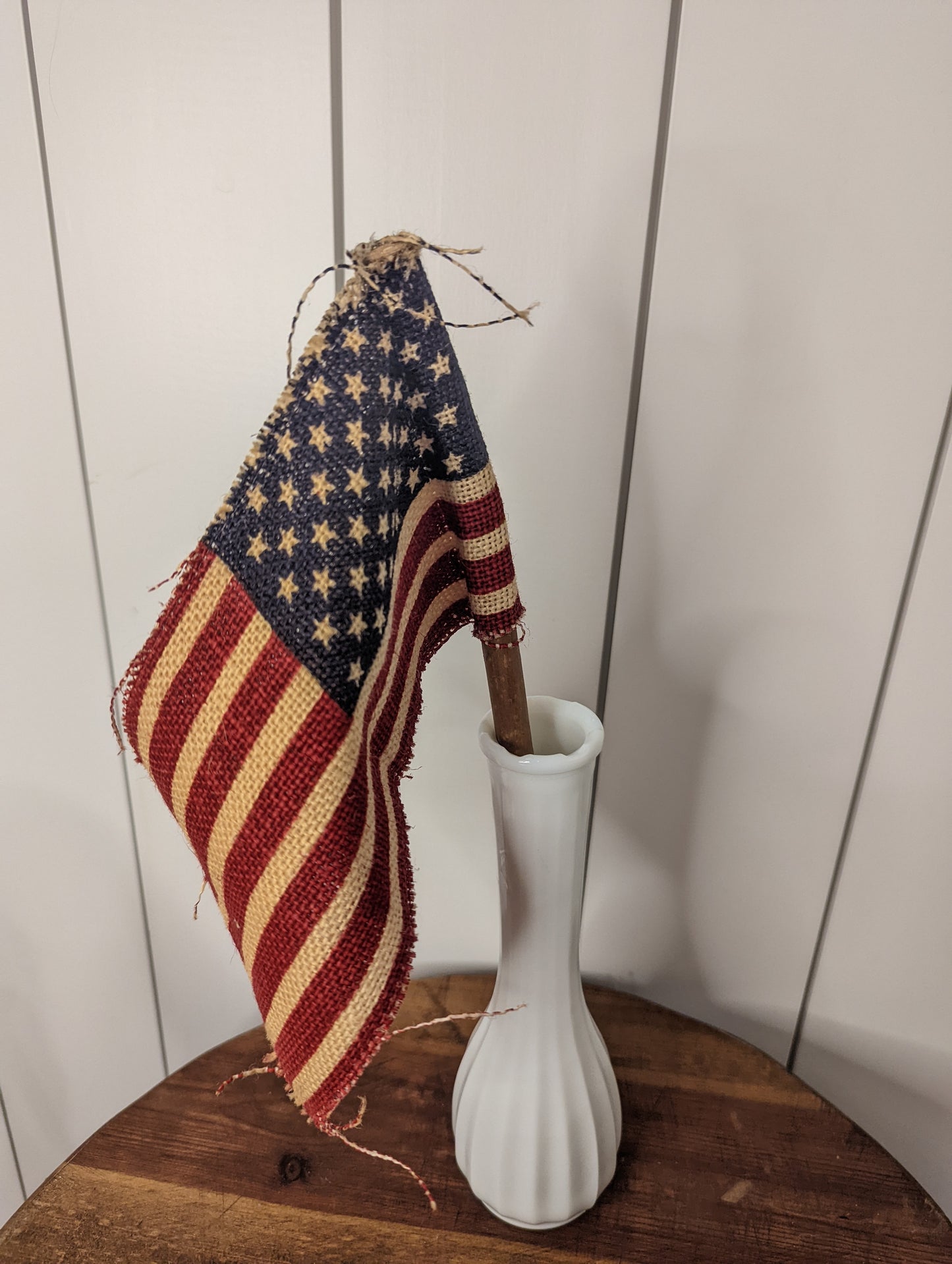 American Flag on Wood Branch