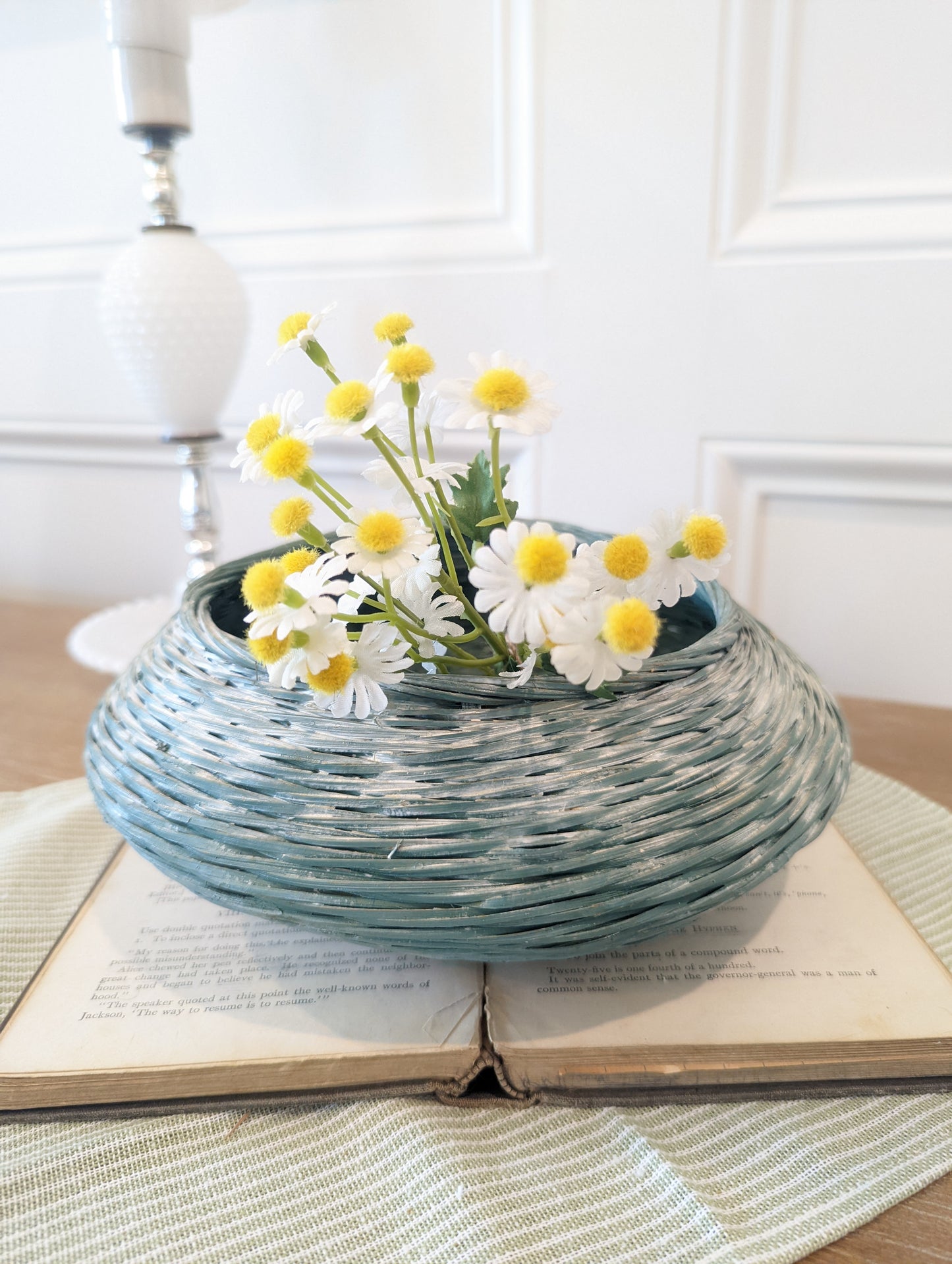 Green and White Basket 🧺