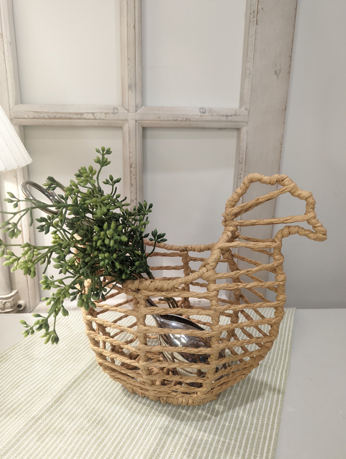 Chicken Shaped Raffia Egg Basket