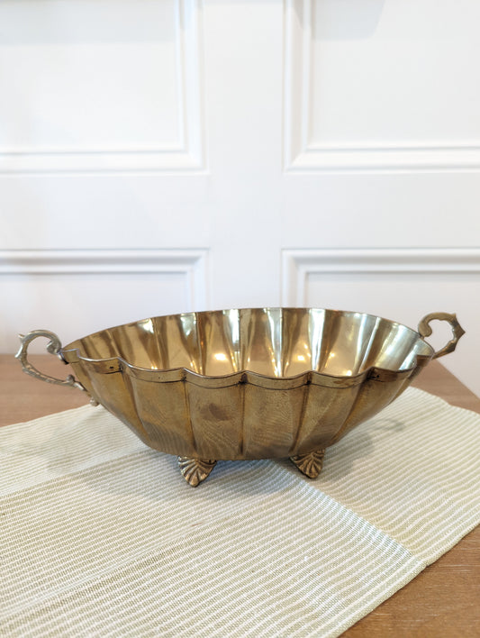 Vintage Scalloped Brass Planter