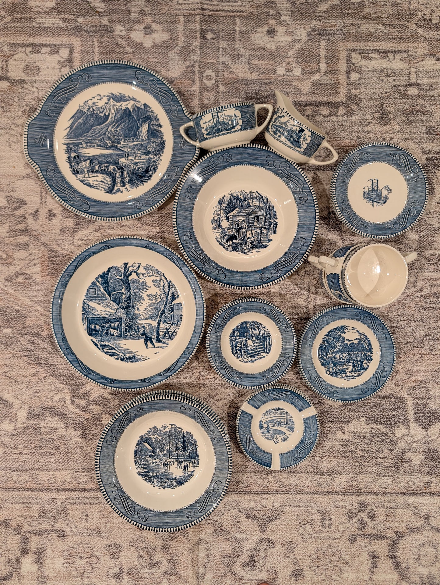Currier & Ives Blue Dinnerware