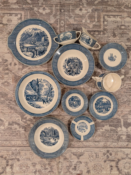 Currier & Ives Blue Dinnerware