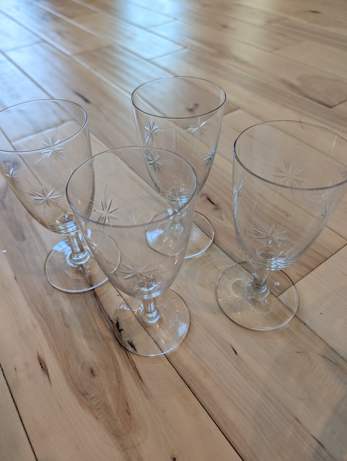 Mid-Century Modern (MCM) etched cocktail glasses