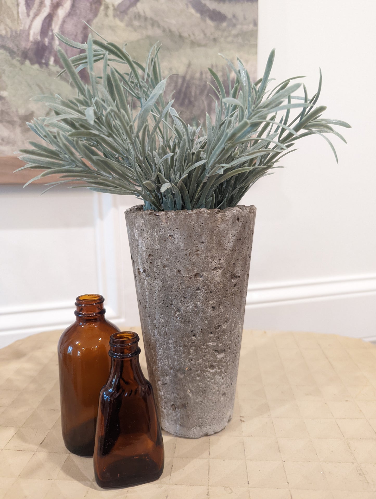 Concrete planter with Rosemary Stem
