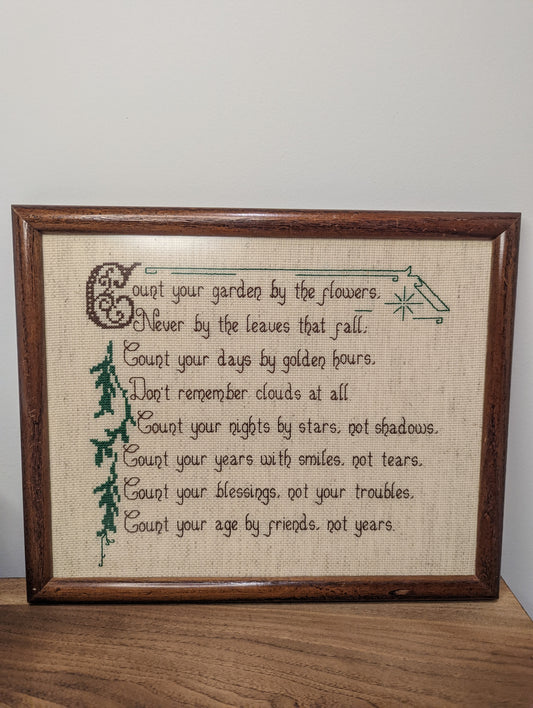 Cross stitch Garden Poem
