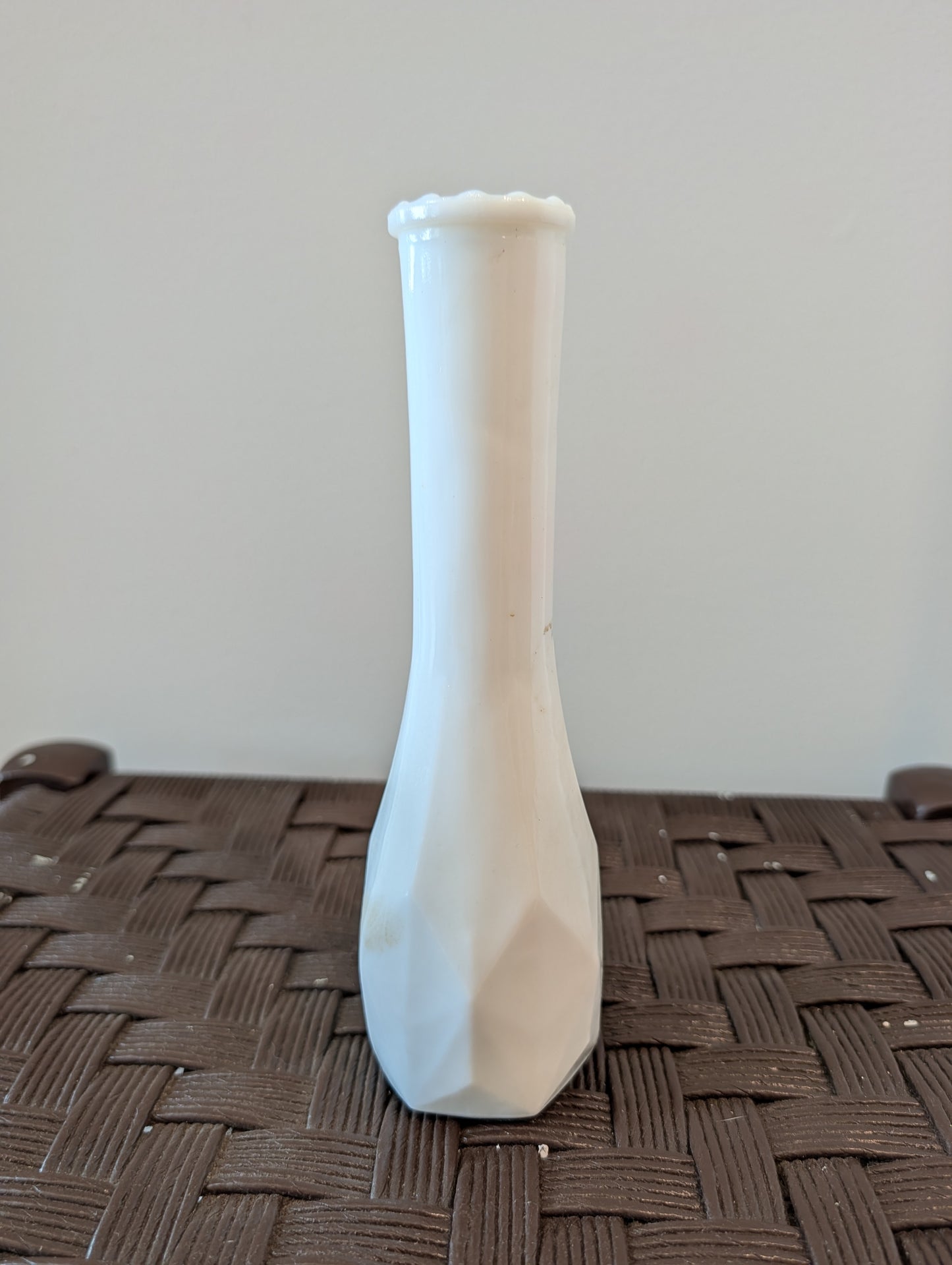 Vintage E.O. Brody Co. White Milk Glass Prismatic Bud Vase (Model M-147)
