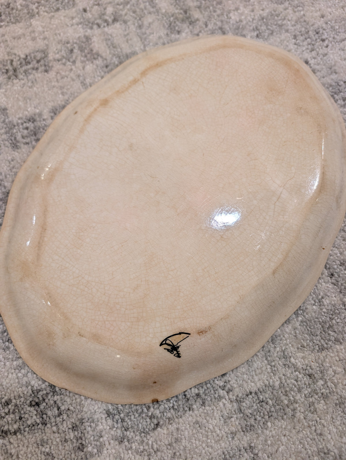 Antique Vintage R.K. Beck Pastoral Cows Oval Porcelain Platter – Scalloped Edge