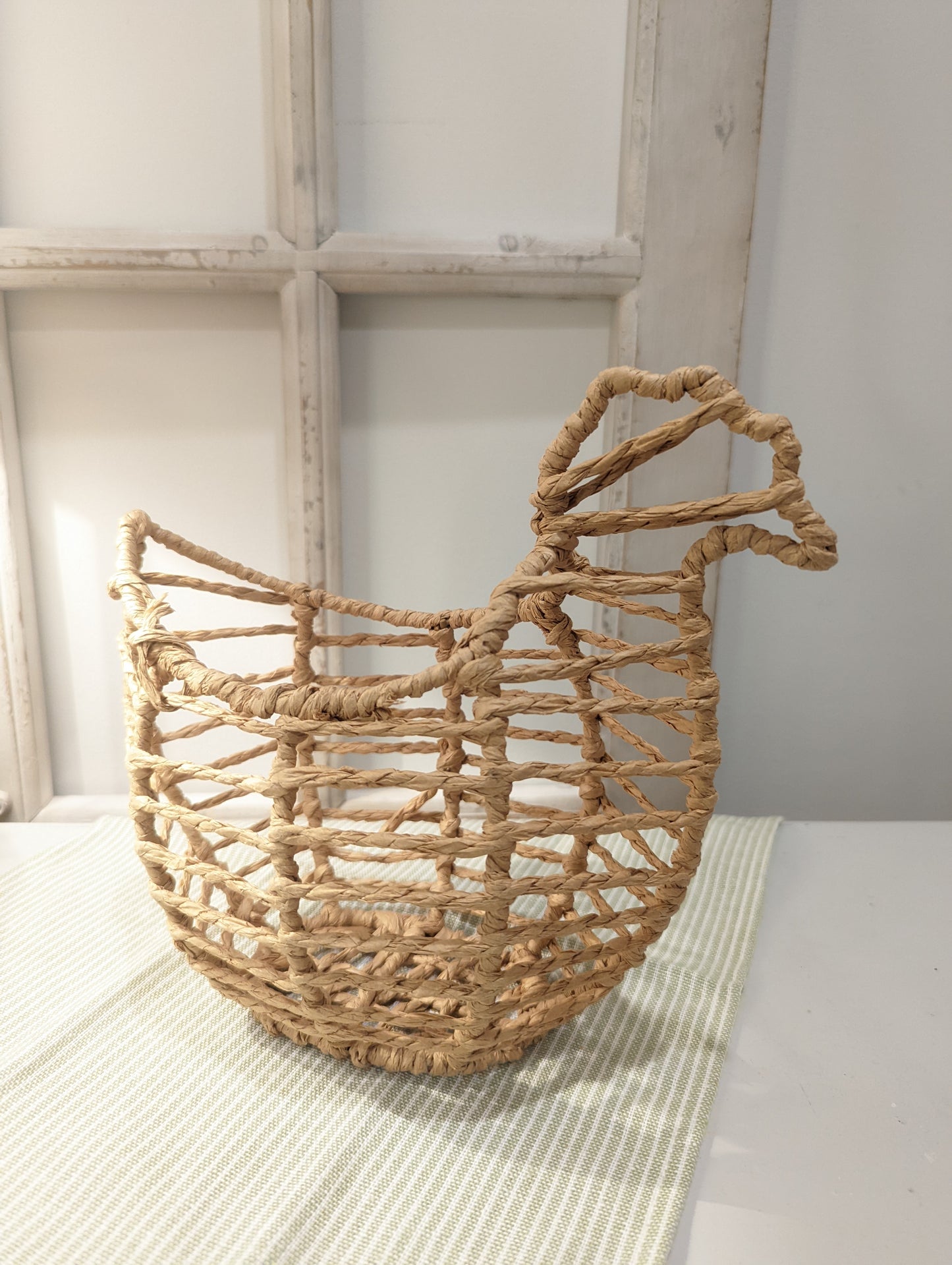 Chicken Shaped Raffia Egg Basket