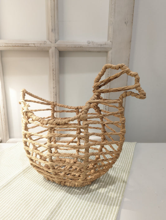 Chicken Shaped Raffia Egg Basket