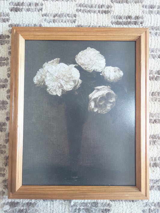 Dark Floral in Wood Frame 11x14