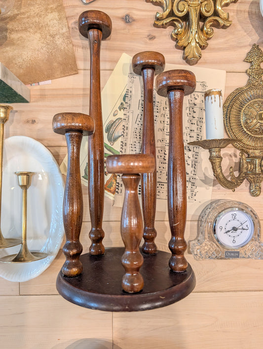Vintage MCM Wooden Spindle 5-Tier Candelabra Centerpiece