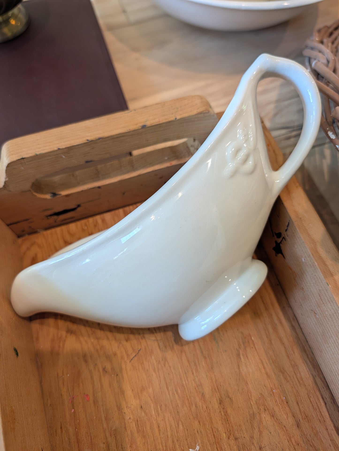 Vintage Hall White Ironstone Gravy Boat