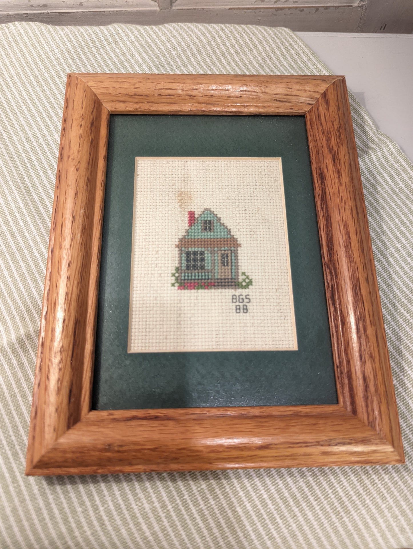 Framed Cross Stitch of Little Cottage Home
