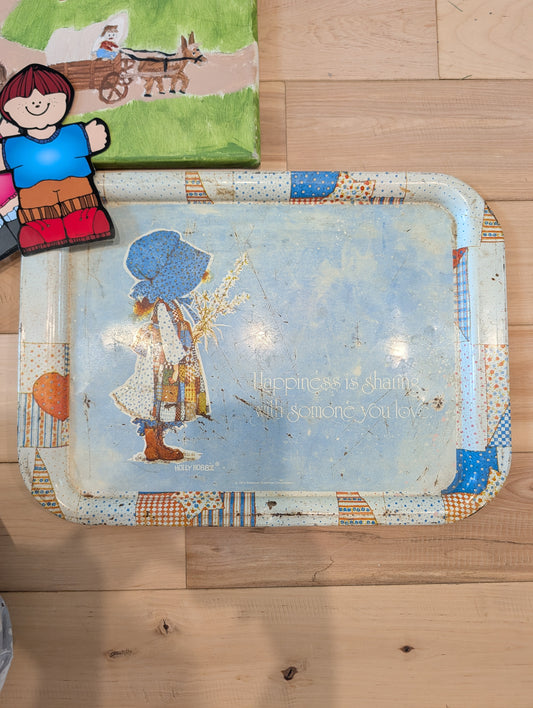 Vintage 1974 Holly Hobbie Metal TV Lap Tray — American Greetings