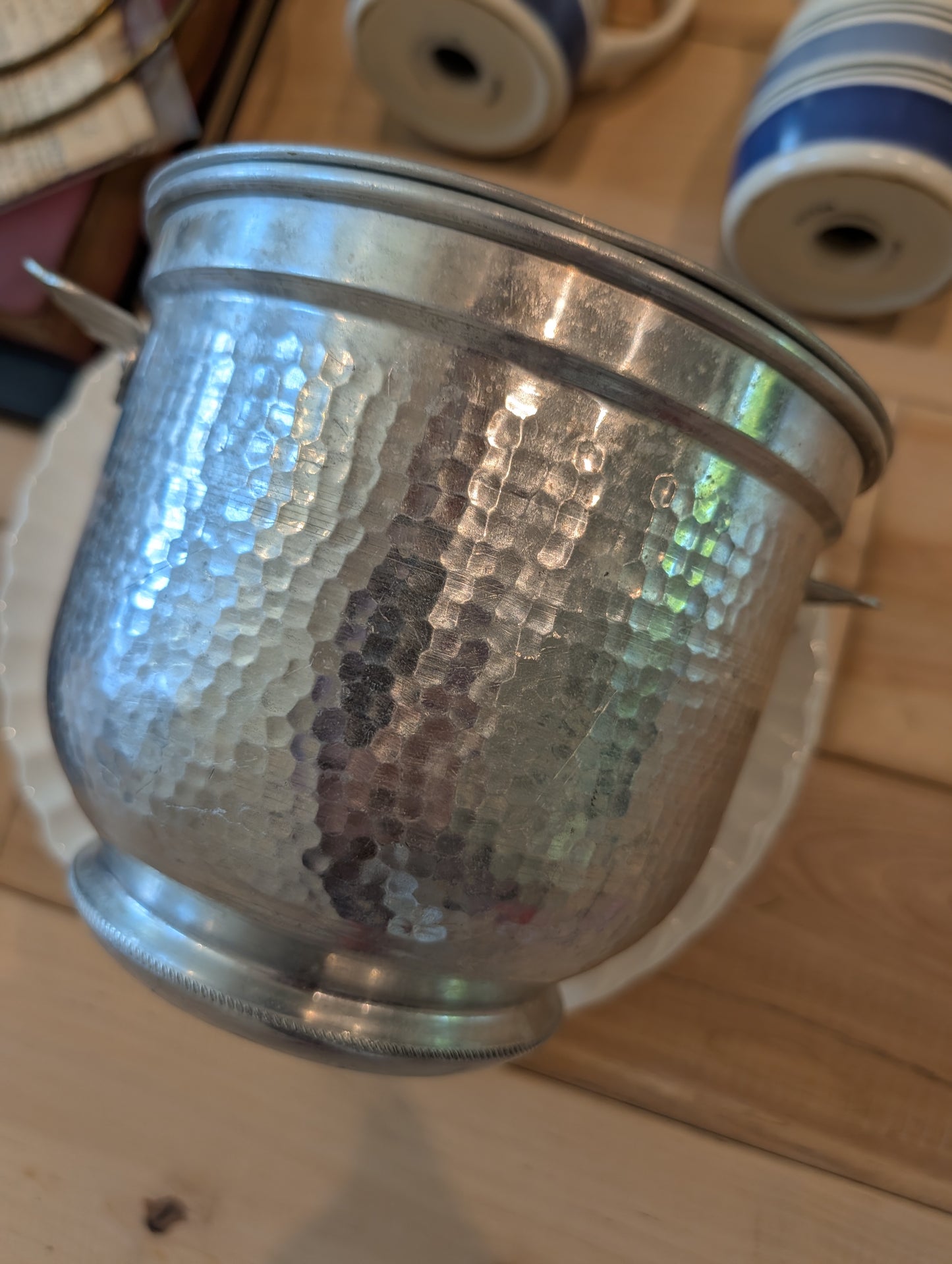 Hammered aluminum ice bucket