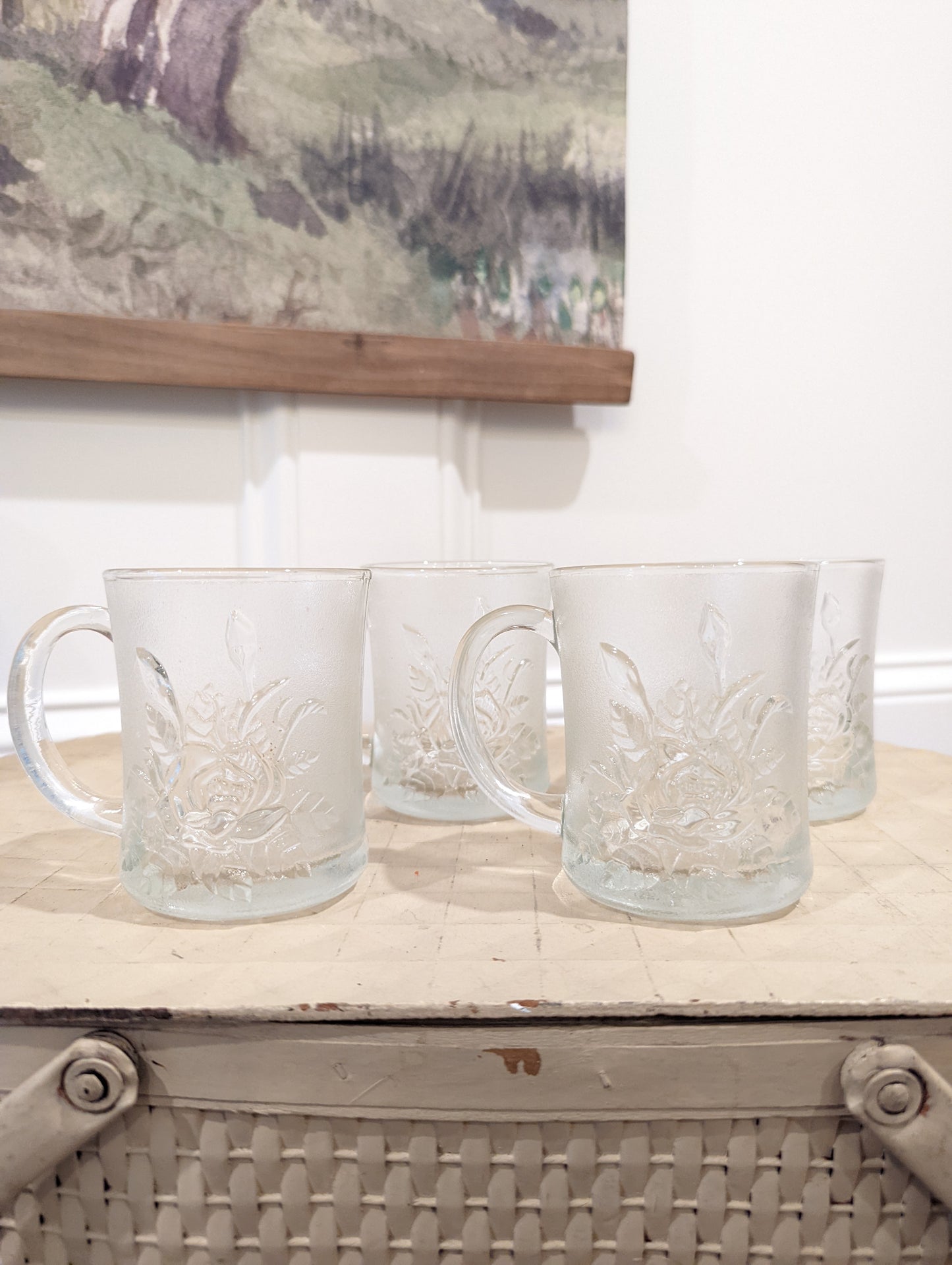 Vintage Crystal Clear And Frost Glasses (Set of 4)