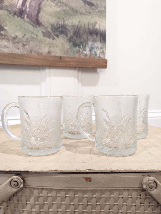 Vintage Crystal Clear And Frost Glasses (Set of 4)