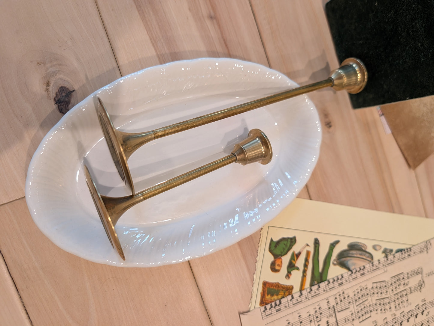Vintage Mid-Century Modern Solid Brass Taper Candlestick Holders – Set of 2