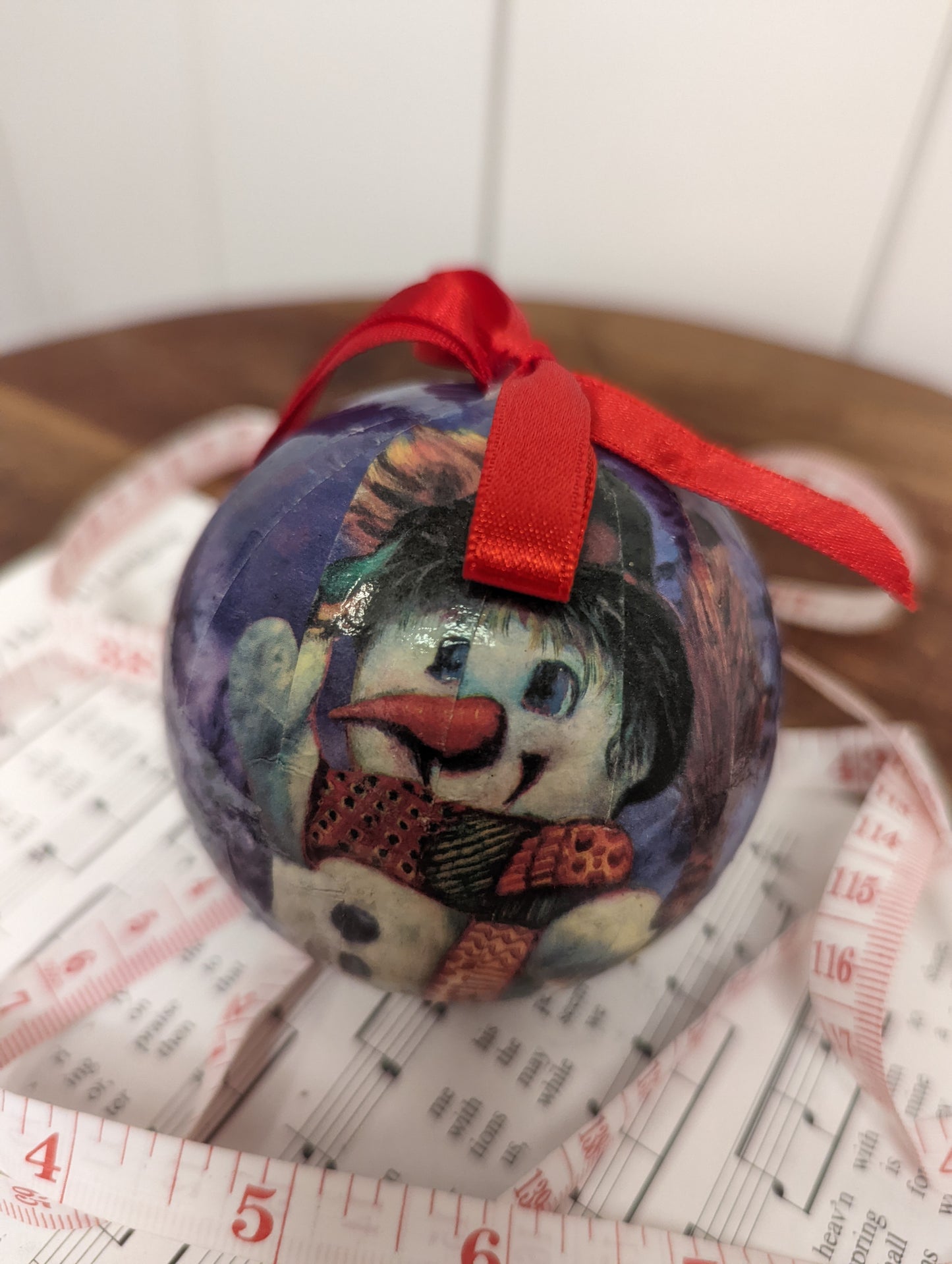 Vintage Paper Snowman Ornament